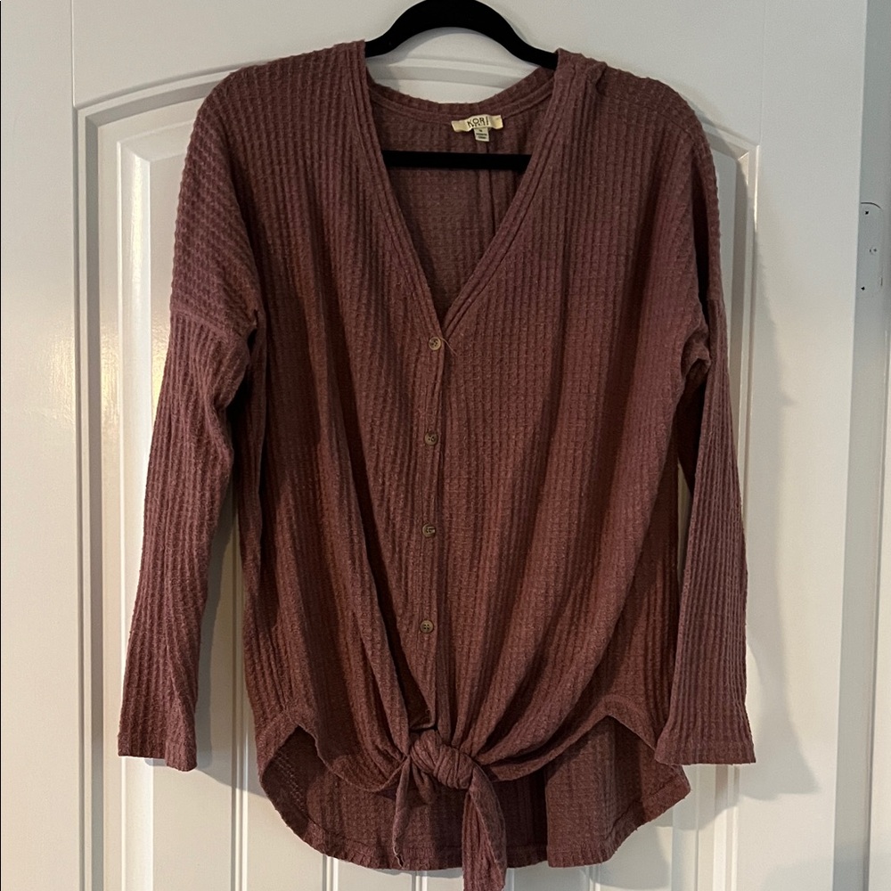 Kori Mauve Ribbed Knit Top